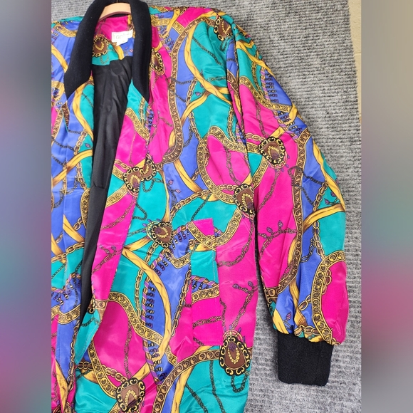 Vintage GDT TOO Bomber Blazer Graphic Jacket One Size Bottom Buttons Geometric - Picture 4 of 13